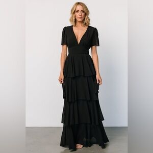 Baltic Born Montaigne Ruffle Maxi Dress | Black - L